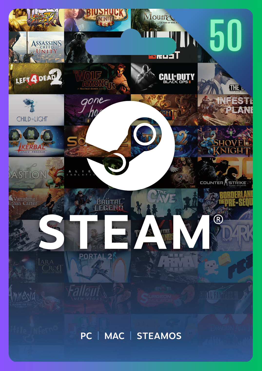 Steam Gift Wallet Kartica 50 €/$